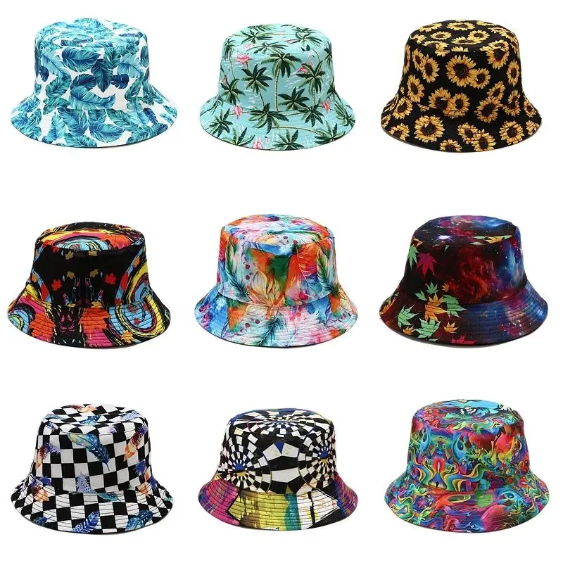 Bucket Hat Embroidered - Dört Mevsim Pamuk Çiçekleri Graffiti Baskı