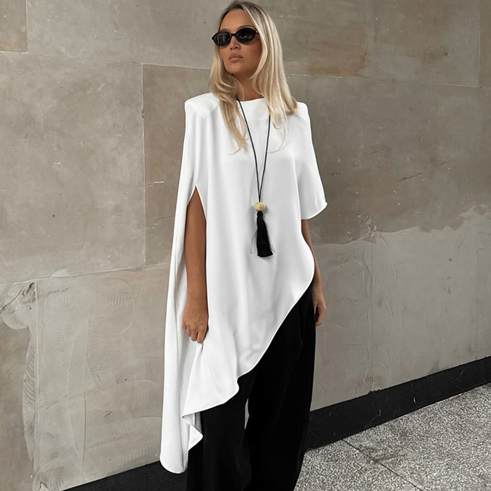 Street Fashion Look - BWQ Moda Beyaz Elbise Seksi Düzensiz
