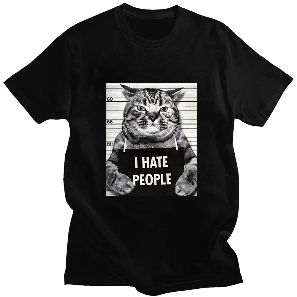Street Fashion Asian Men - Asya boyutuI Miyav Baskılı T-shirt Eğlenceli