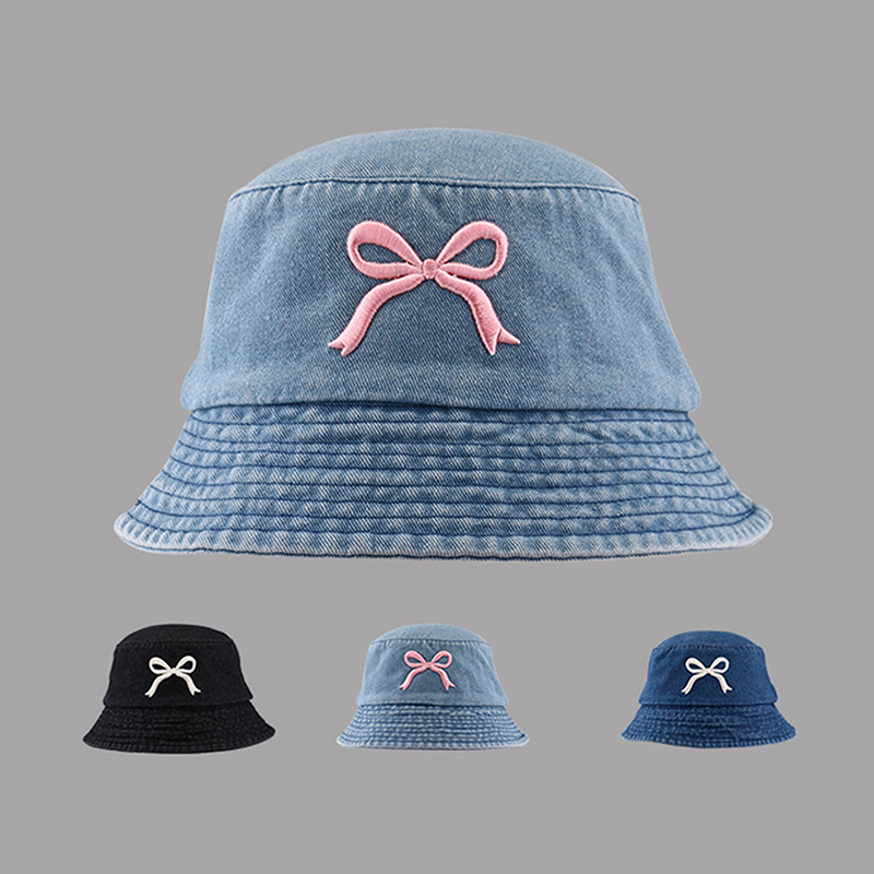 Bucket Hat Embroidered - Yeni yeni nakış kelebek pamuklu denim