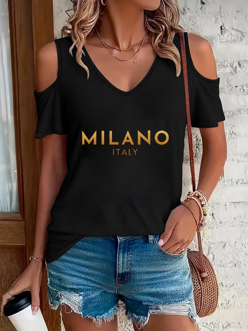 Street Fashion Milano - Moda Milano İtalya Yazılı Baskılı Tişört