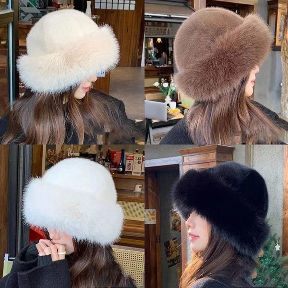 Bucket Hat Embroidered - Kadınlar İçin Tüylü Kürklü Kova Şapka