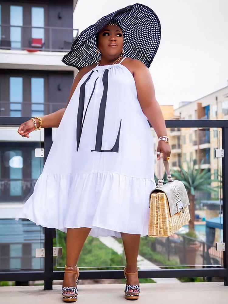 Street Fashion Plus Size - Kadın Günlük Yazlık Elbise Kolsuz Büyük