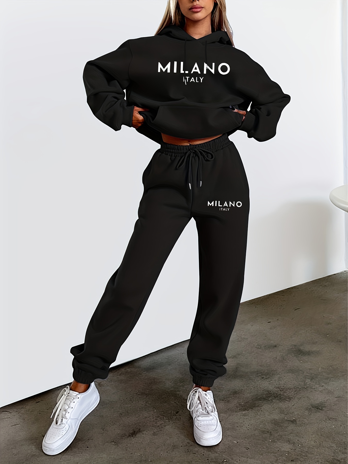 Street Fashion Milano - Kadın Sonbahar/Kış Kapüşonlu Üst + Spor