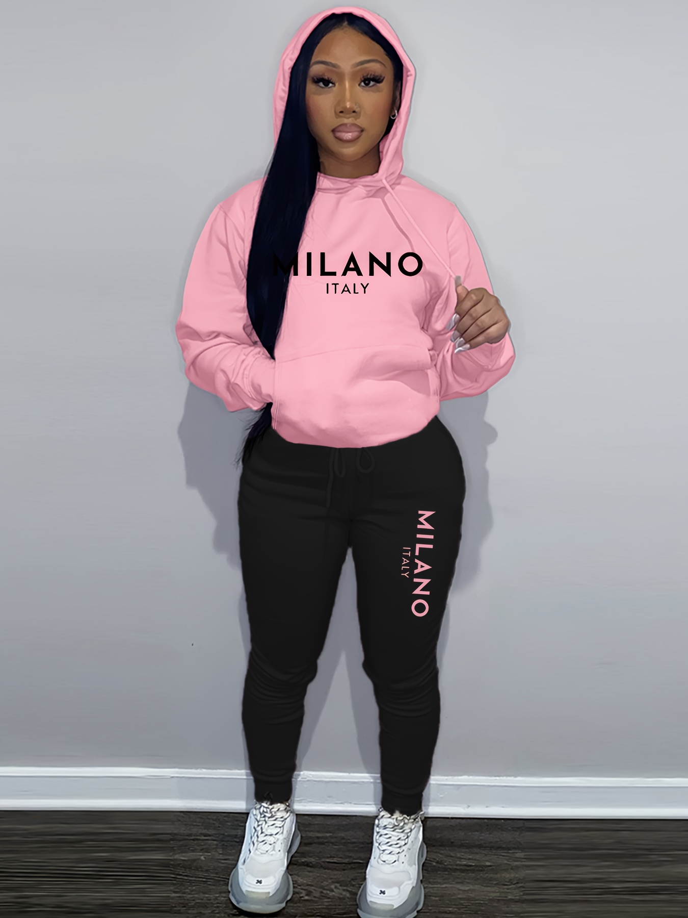 Street Fashion Milano - Kadın Sonbahar/Kış Kapüşonlu Üst + Spor