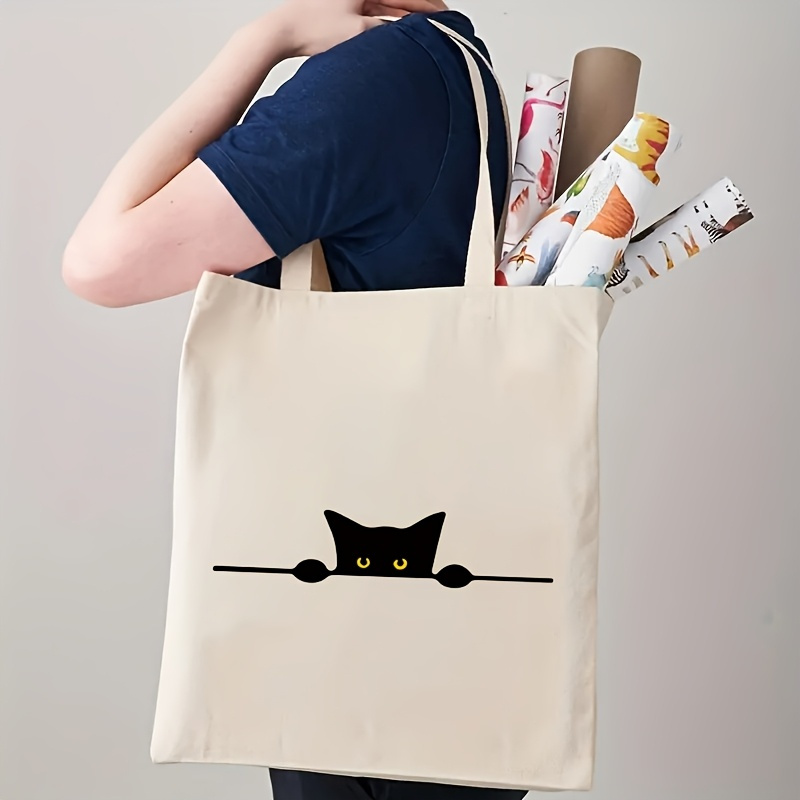 Doğrusal Kedi Baskı Desenli Mo - Tote Bag Canvas Print incelemesi ve fiyatı
