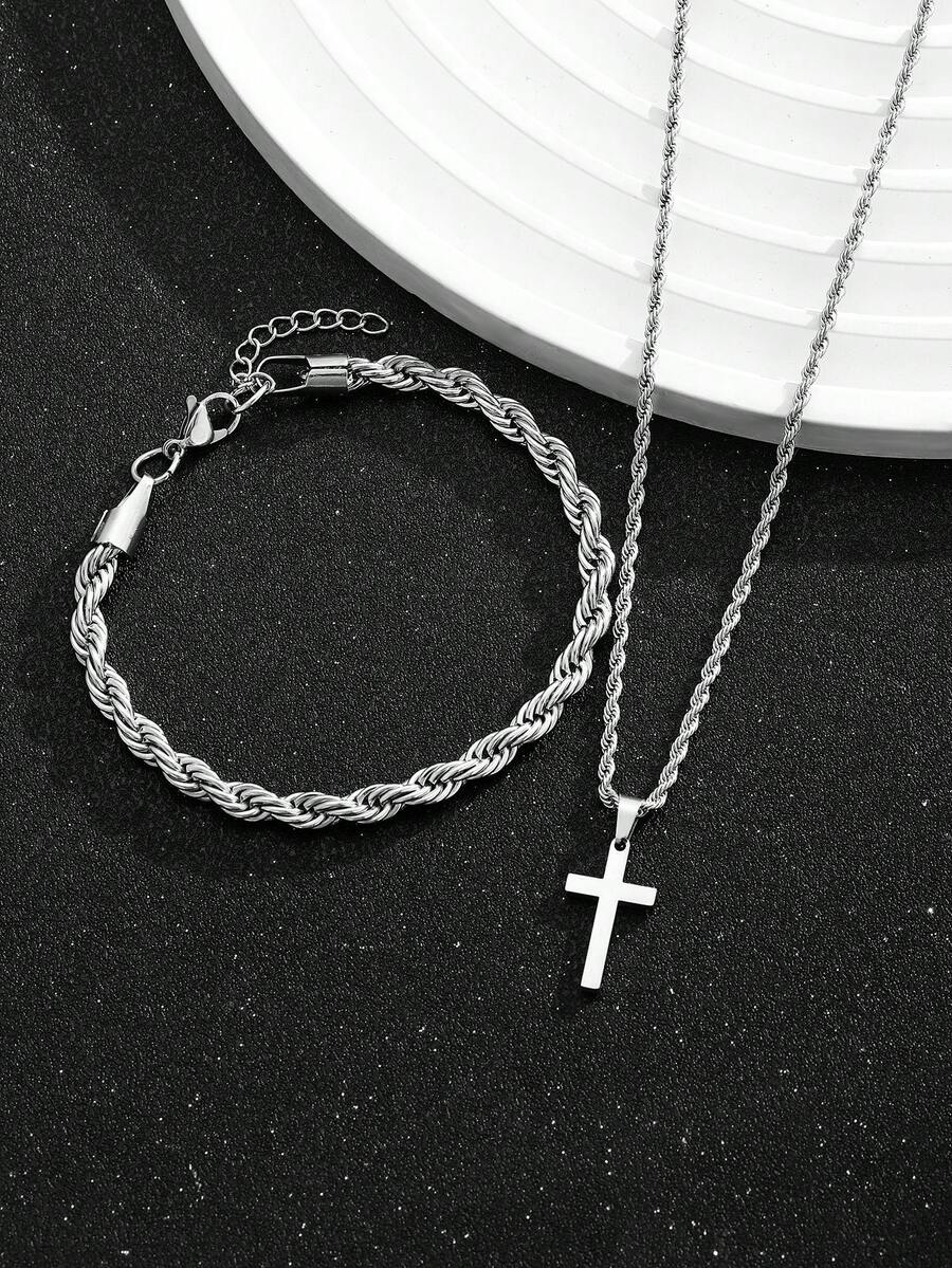 1 Set Paslanmaz Çelik Haç Koly - Street Fashion Jewelry incelemesi ve fiyatı