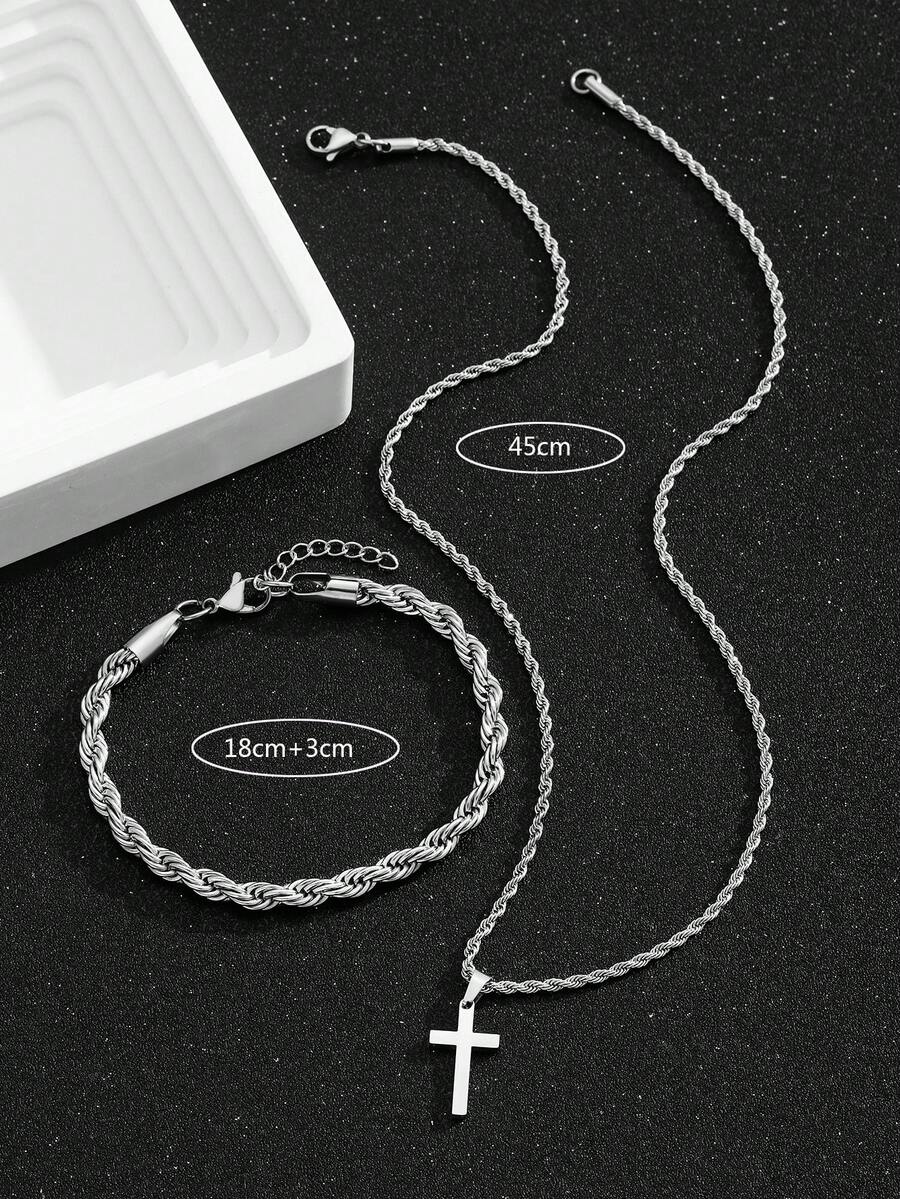 1 Set Paslanmaz Çelik Haç Koly - Street Fashion Jewelry incelemesi ve fiyatı