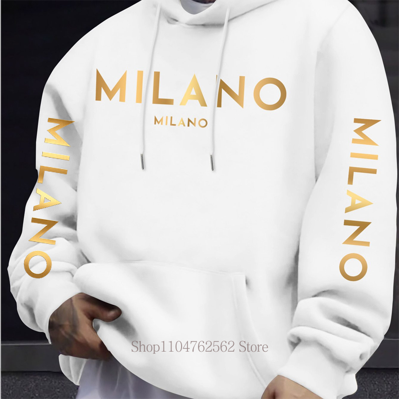 Milano Baskılı Kapüşonlu Erkek - Street Fashion Milano incelemesi ve fiyatı