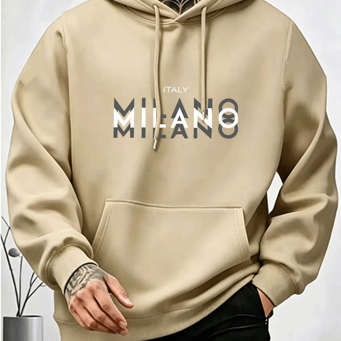 Erkek MILANO Harf Baskılı Kapü - Street Fashion Milano incelemesi ve fiyatı