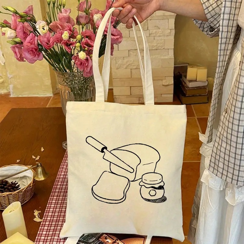 Ekmek Reçeli Çizgi Sanatı Kanv - Tote Bag Canvas Print incelemesi ve fiyatı