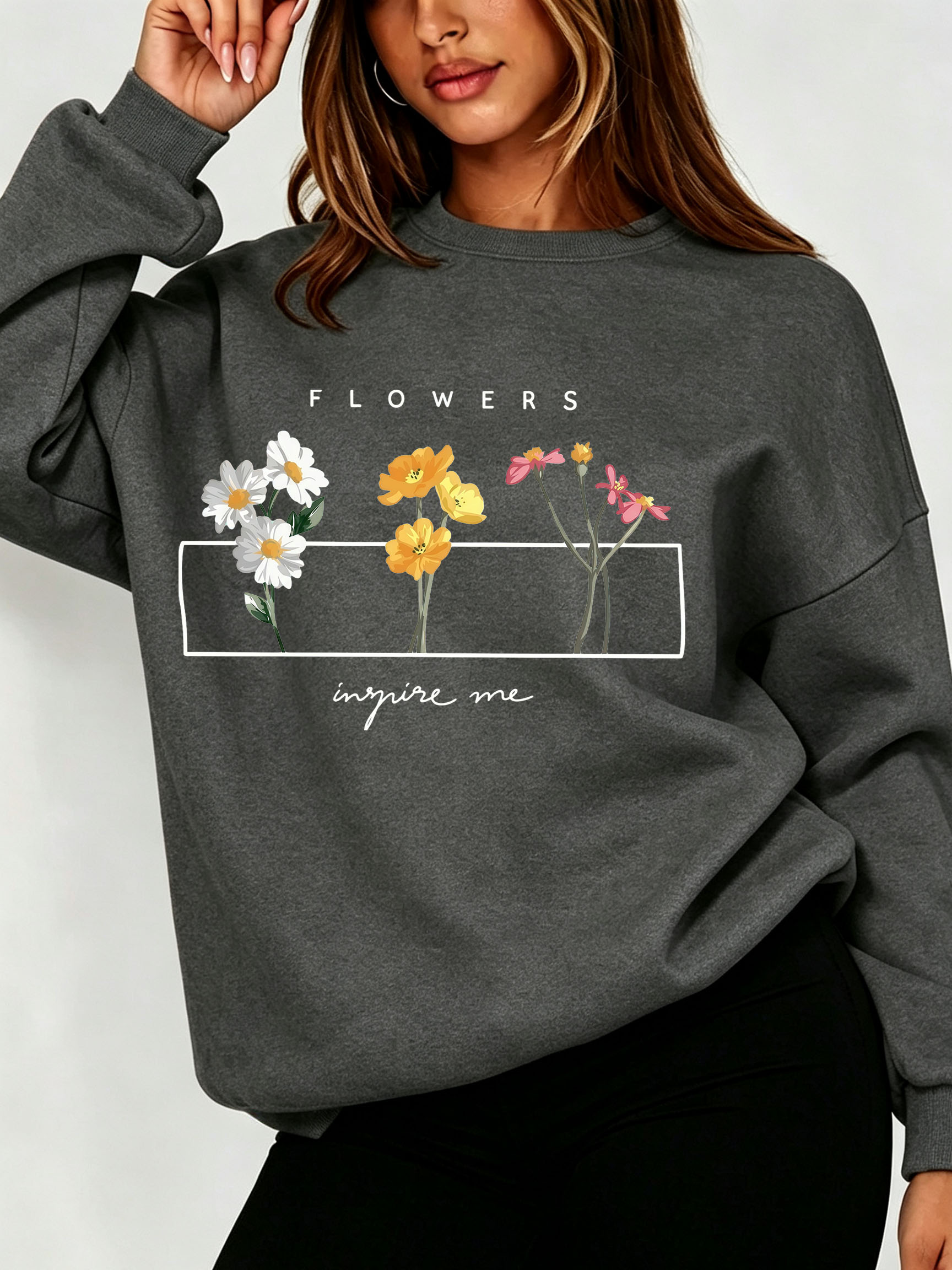 Kadın Papatya Çiçekli Kazak Mi - Oversized Crewneck Fleece incelemesi ve fiyatı