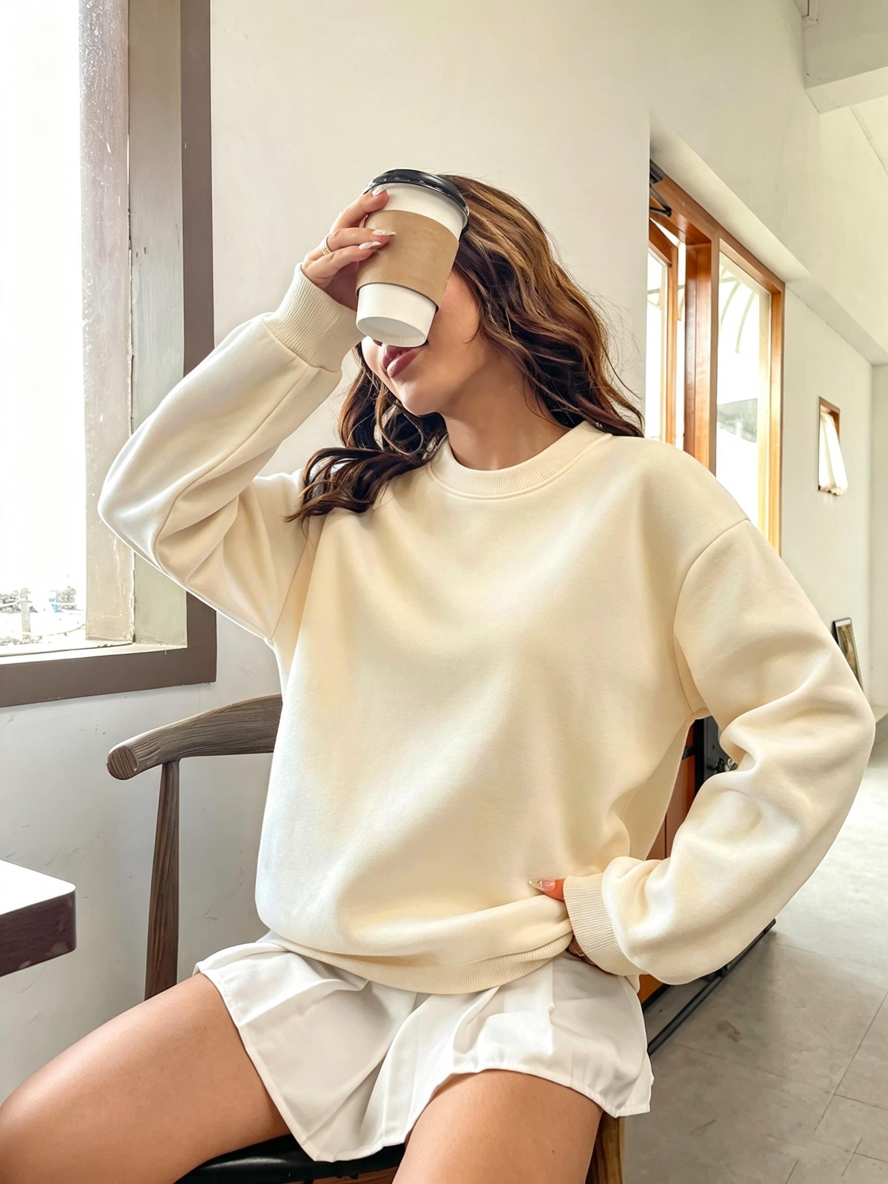 Kore Tarzı Büyük Beden Tek Ren - Oversized Crewneck Fleece incelemesi ve fiyatı